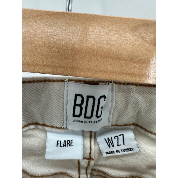 Urban Outfitters BDG Jeans Women 27 Cream Flare Low Rise Cotton Blend Denim - Picture 6 of 9